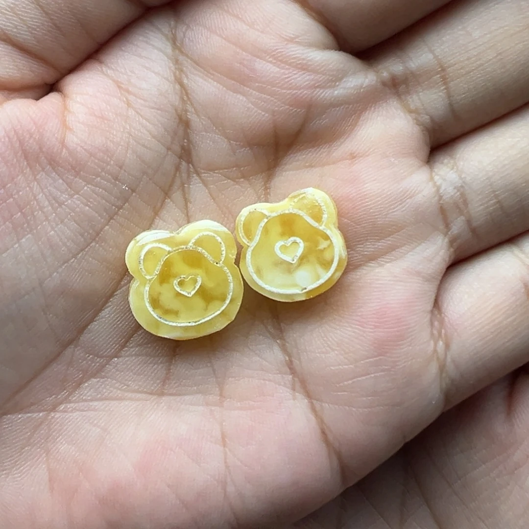 琥珀未镶嵌珠宝奇石小熊头打孔不退换