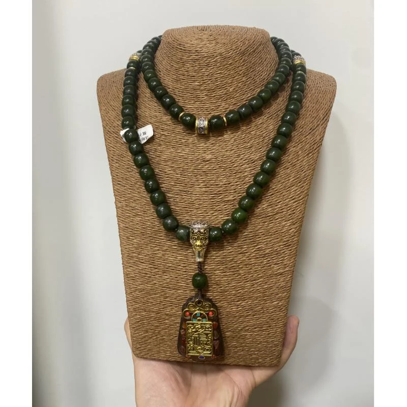 1.0*88颗 绿菩提苹果珠脖挂+唐卡【312】