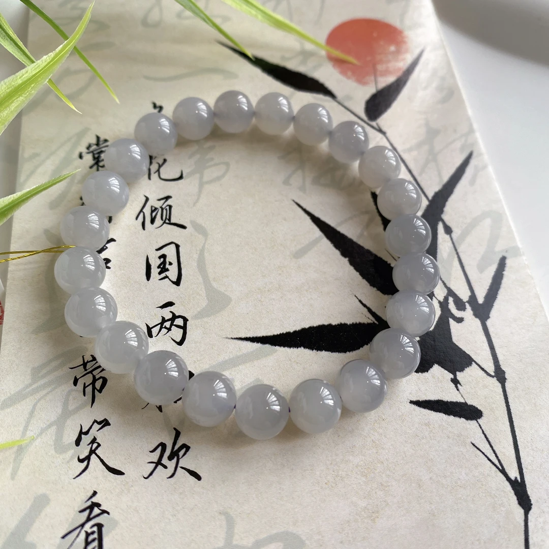 精品和田玉冰烟紫手串气质百搭素圈素款玉手串小众轻奢精美女士