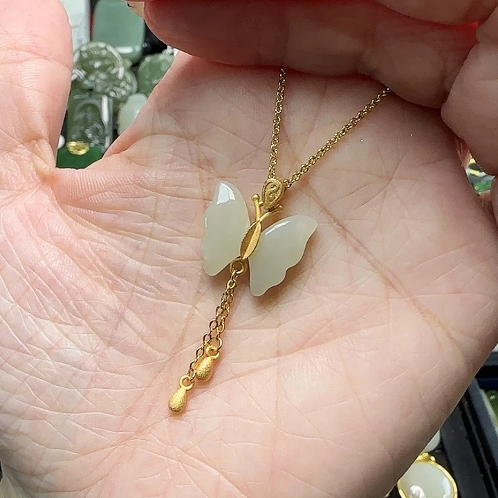 和田玉银S925镶嵌颈饰