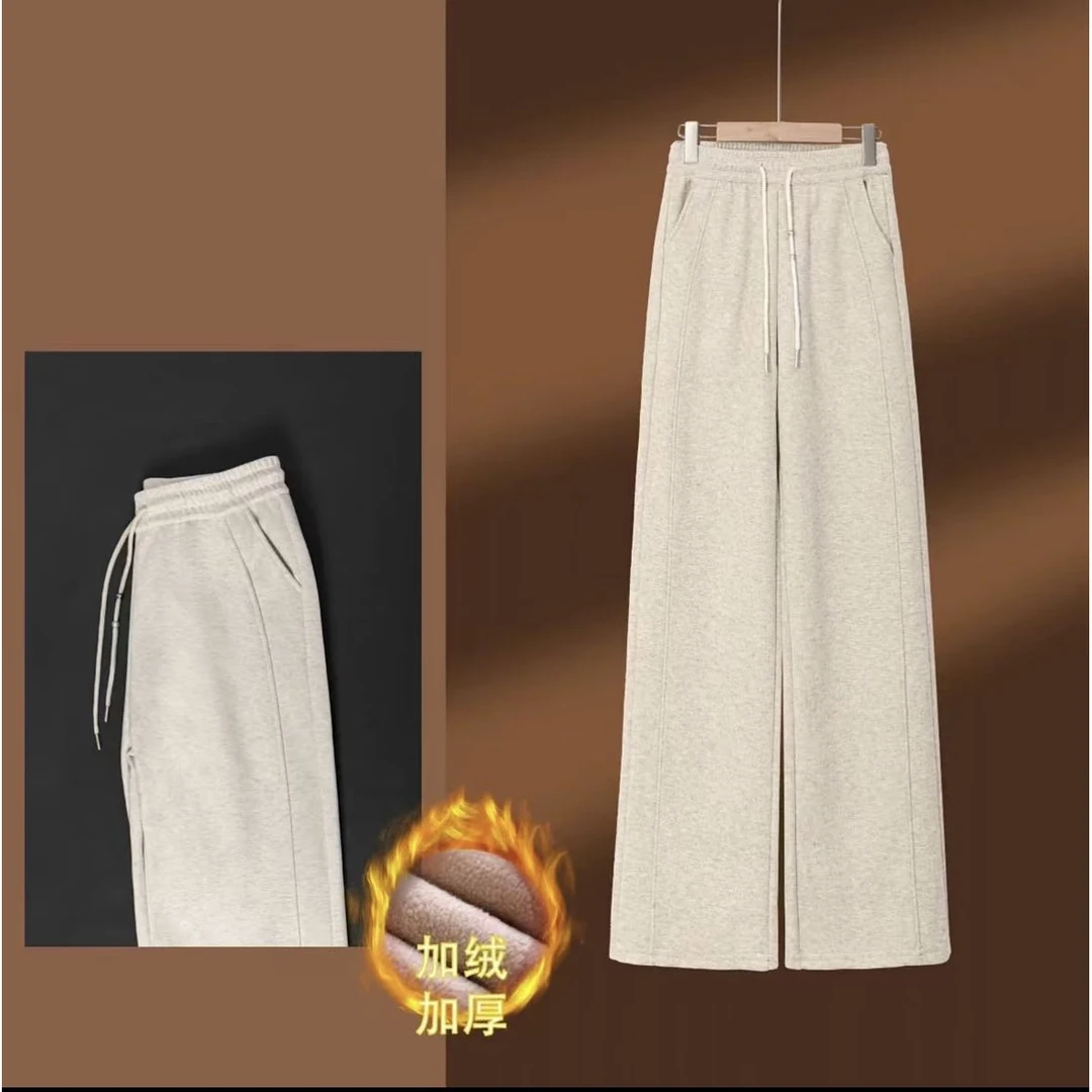 时尚款冬款高品质软糯窄版直筒裤高腰显瘦百搭加绒加厚！！！