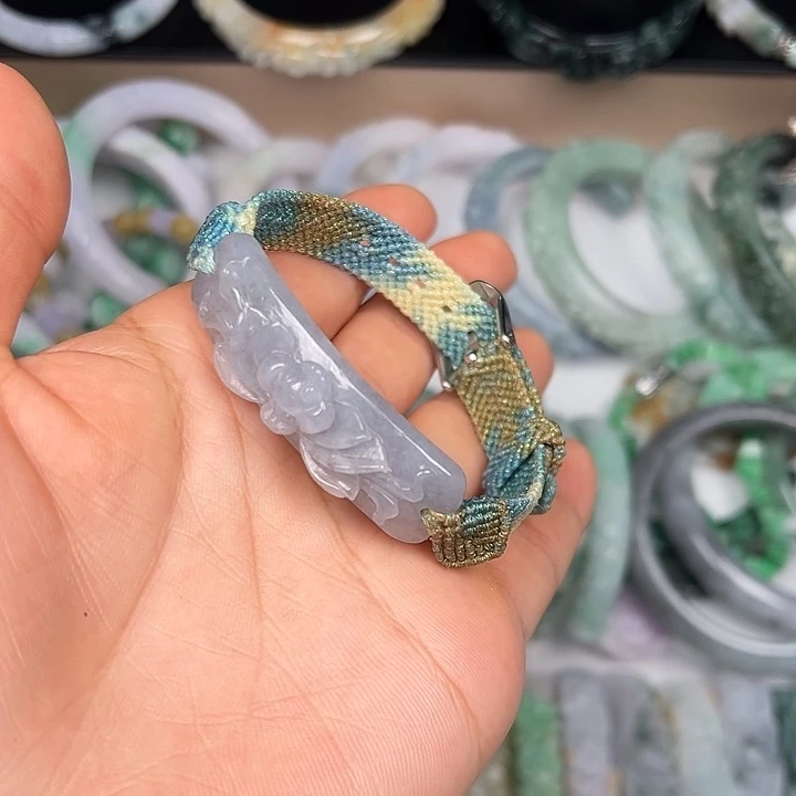 翡翠未镶嵌手链冰紫乌鸡手牌
