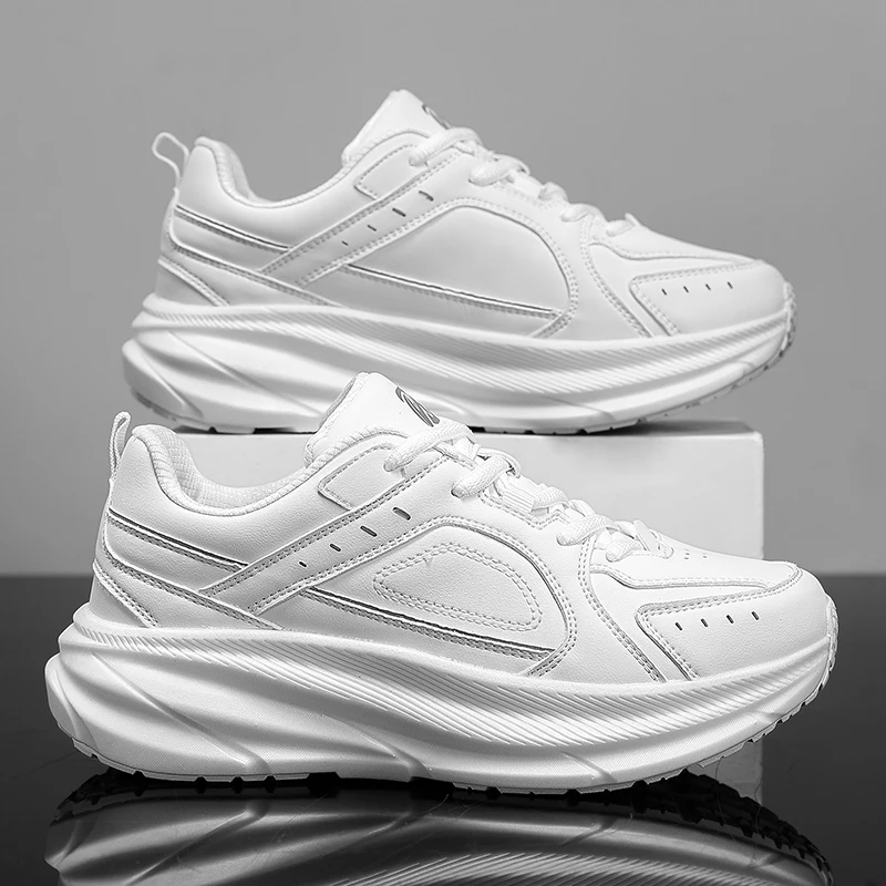 佳木斯健身操新款春秋皮面运动休闲情侣舒适时尚训练白鞋2038