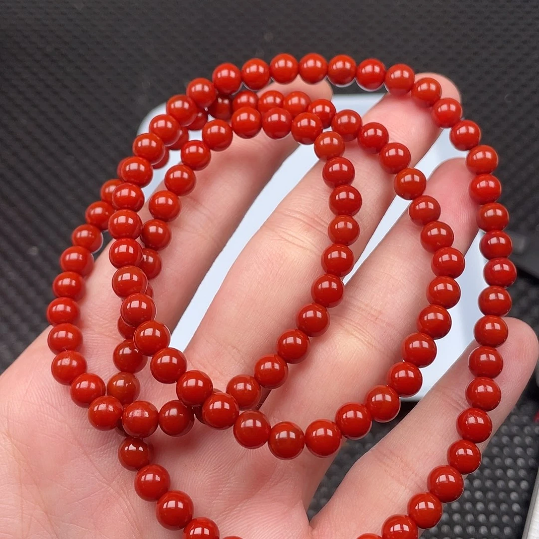 南红玛瑙未镶嵌6mm柿子红圆珠108颗长链
