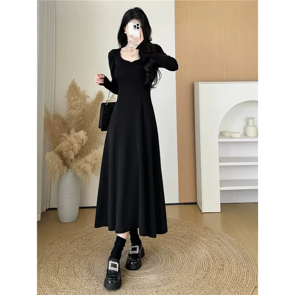 【211-280】大码女装2025秋冬新款半高领针织连衣裙胖mm长款毛衣裙