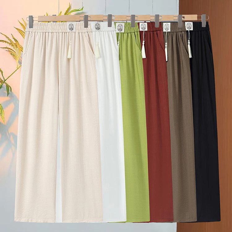 【正版樱花裤】直筒裤夏季休闲裤垂感百搭显瘦妈妈清凉时尚阔腿裤