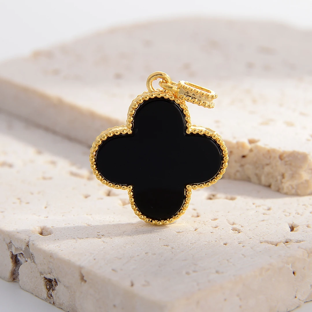 【倩倩专属】18K金黑玛瑙四叶吊坠20mm （不含链）轻奢时尚经典精致
