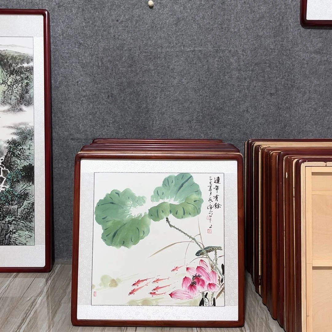 国画书画作品带框63×63