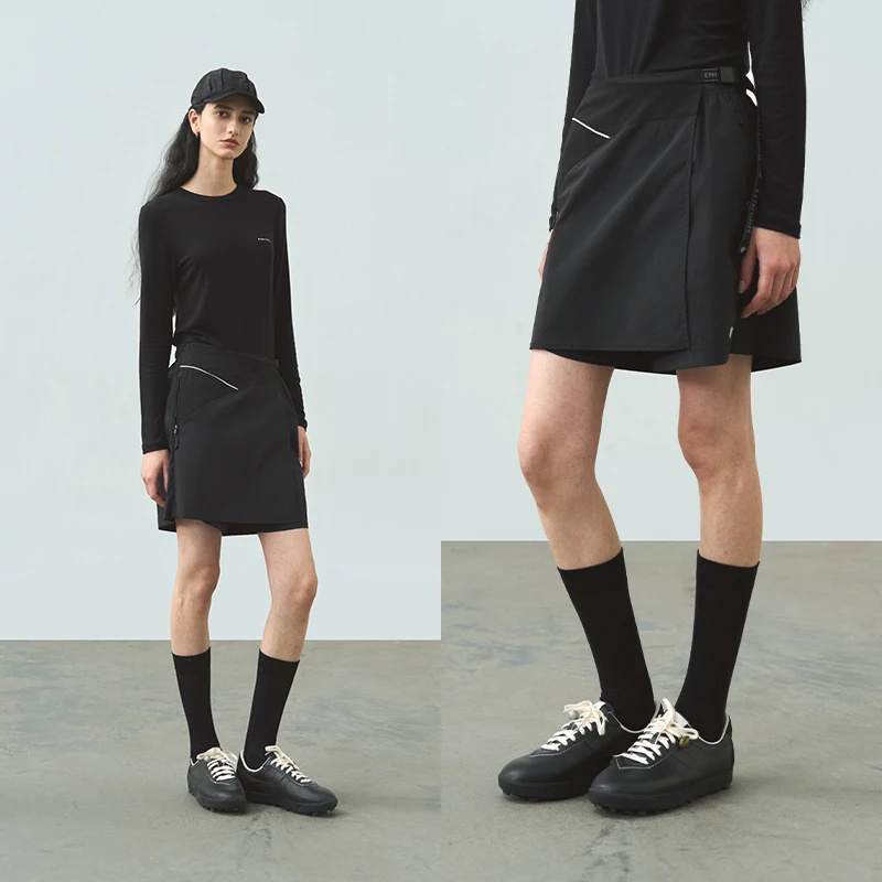 半圆女装[运动]2025夏季黑色松紧腰休闲宽松裙裤女外穿25123511