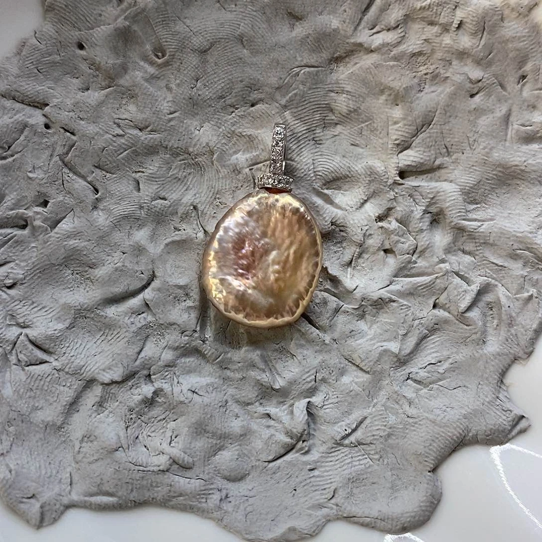 淡水珍珠银S925镶嵌吊坠(不含链)