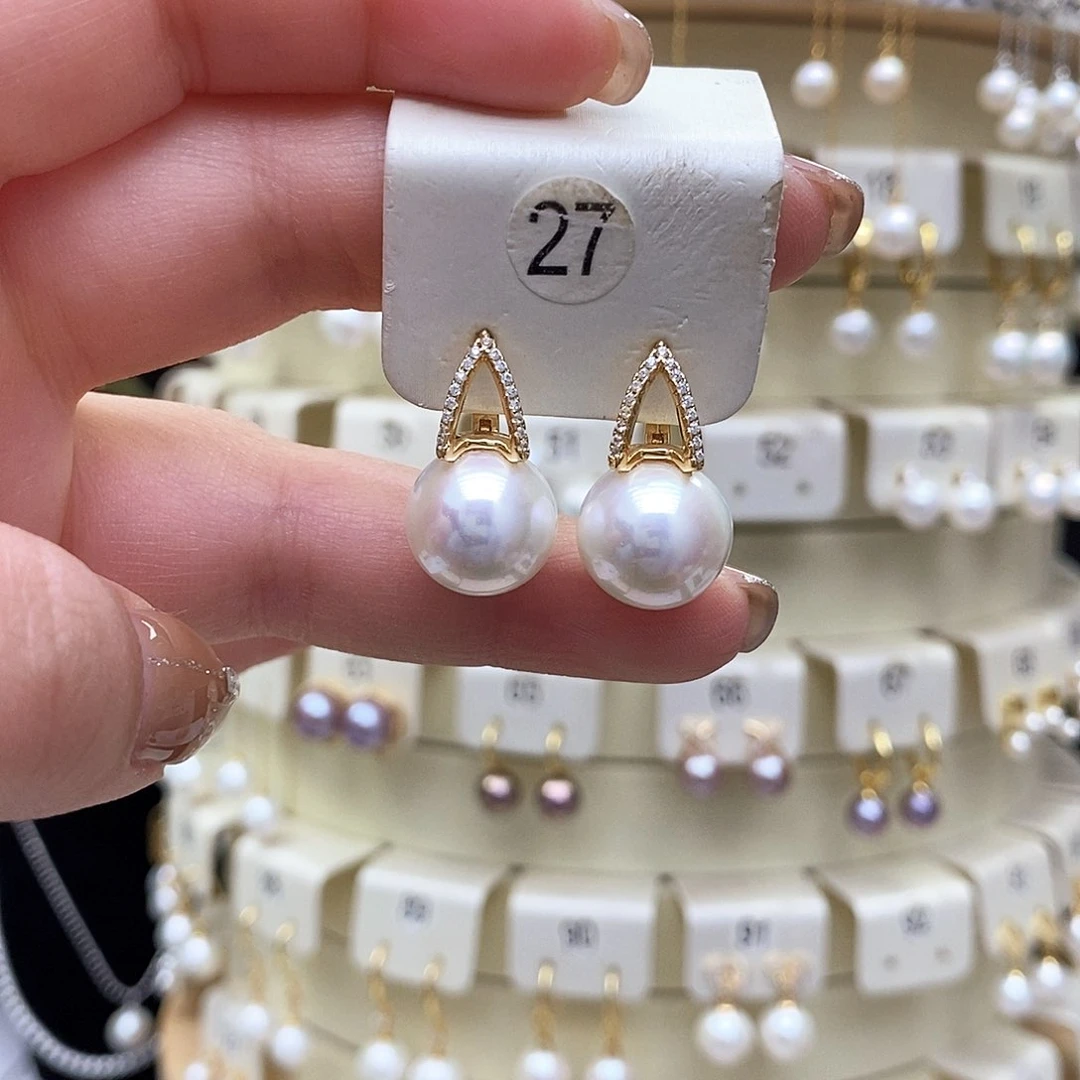 淡水珍珠耳饰银S925镶嵌