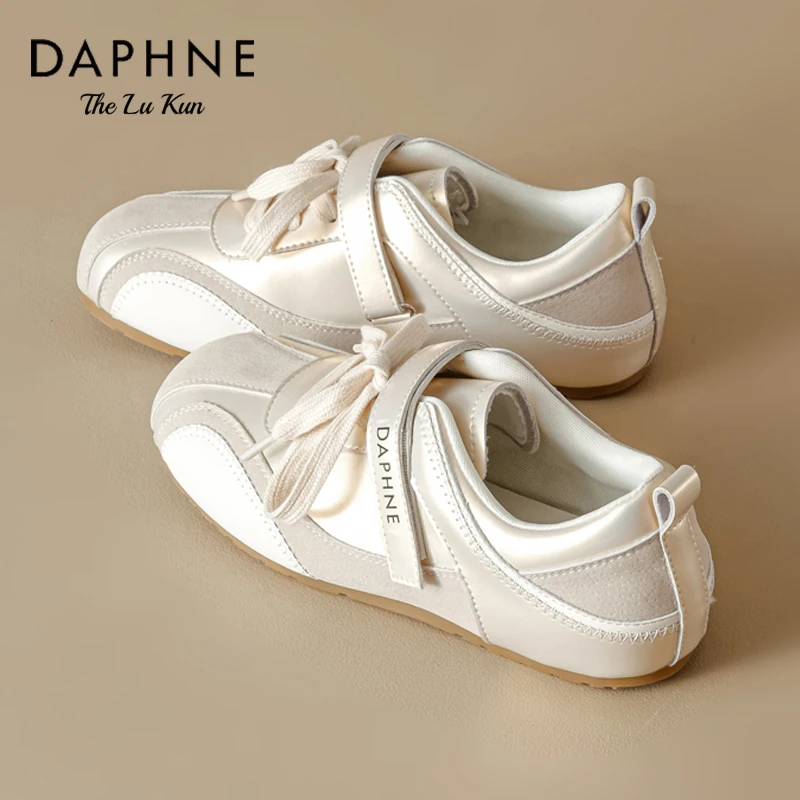 达芙妮复古德训鞋女2025新款秋冬魔术贴舒适平底休闲鞋加绒女鞋KQ