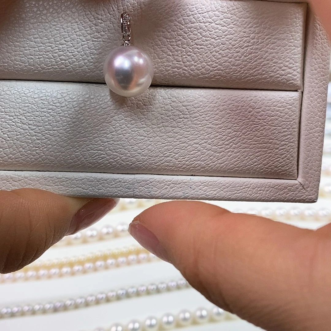 18K金镶嵌海水珍珠吊坠(不含链)11-12mm澳白吊坠（维纳斯珠光）