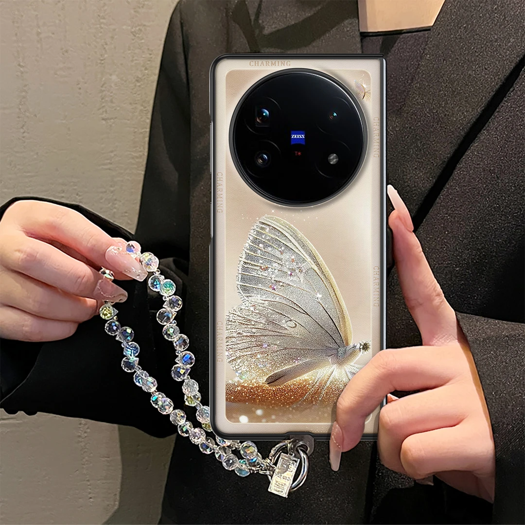 迷人金蝶奶咖适用vivoxfold5手机壳女生小众折叠屏vivoxfol