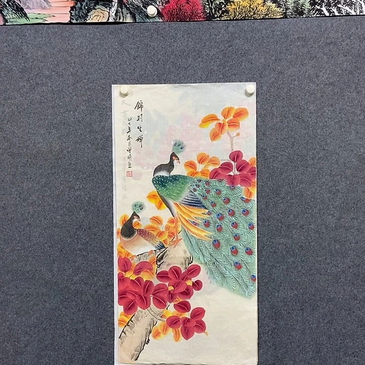 国画三尺工笔花鸟一幅