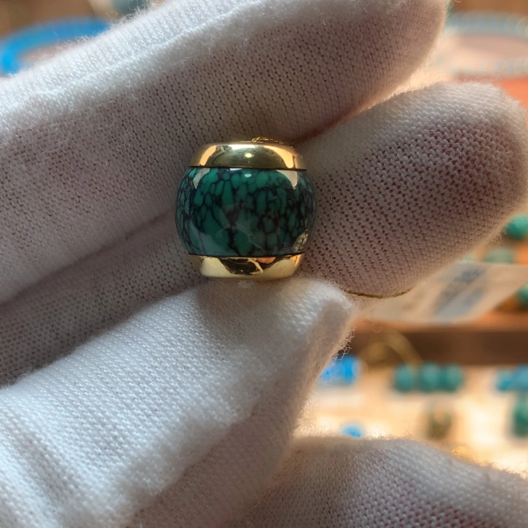 绿松石18K金镶嵌挂件12.7m