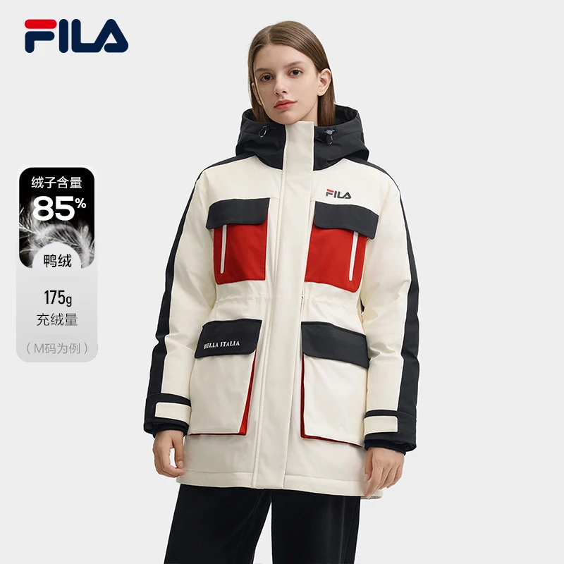 【高质VC羽绒】Fila/斐乐女欧若风工装厚款高蓬松羽绒服F51W549994A