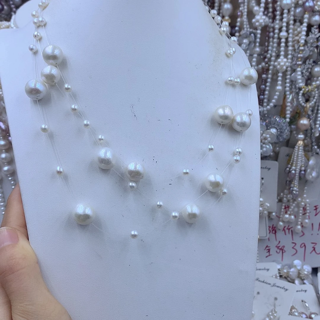 纳***福银S925镶嵌淡水珍珠项链耳饰