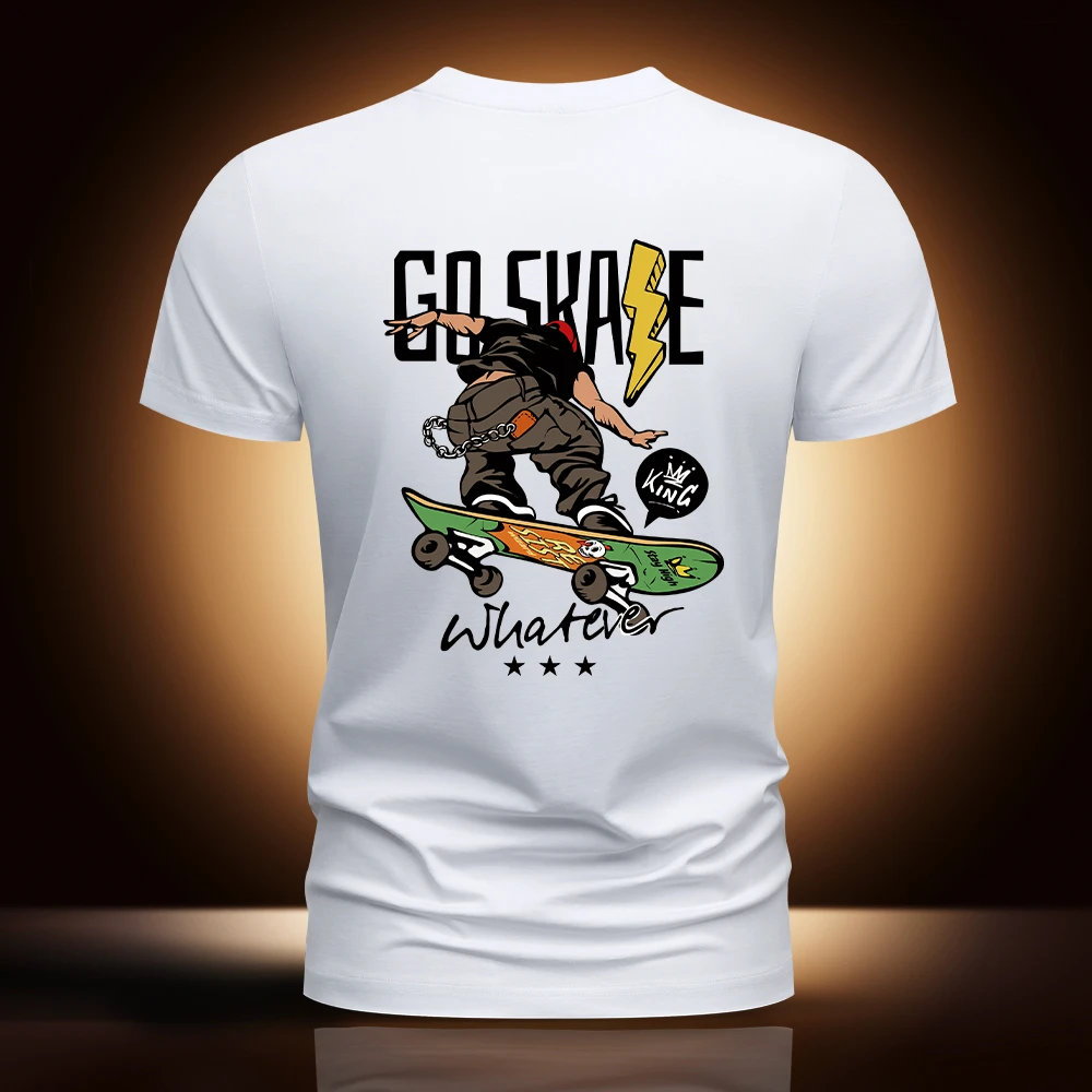 蓝晟依短袖男t恤夏季潮流休闲印花半袖上衣品质男装修身圆领T恤衫