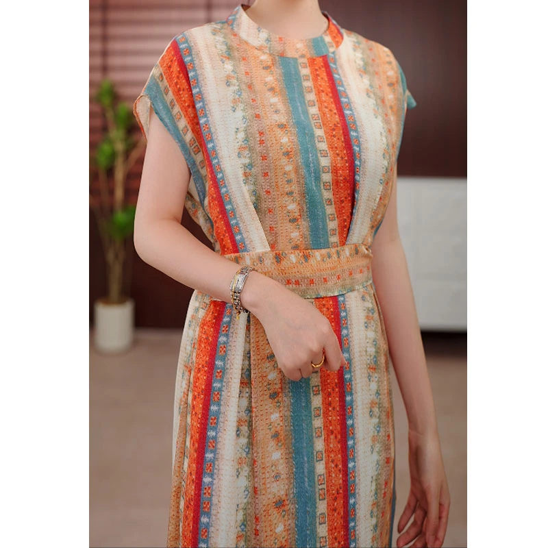 0505夏季新款百搭洋气减龄遮肉连衣裙系带收腰优雅气质裙子