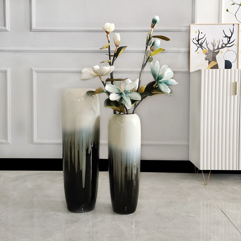 高60cm景德镇干花落地花瓶大号陶瓷客厅玄关欧式现代简约中式