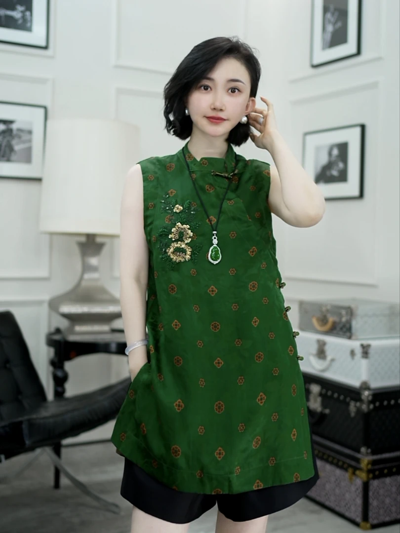 Betty Bairn【传承/翠影摇曳】老料香云纱桑蚕丝上衣25B-BW10367