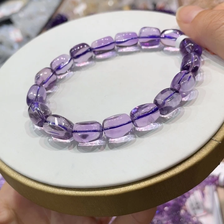 紫水晶糖豆未镶嵌水晶腊**华