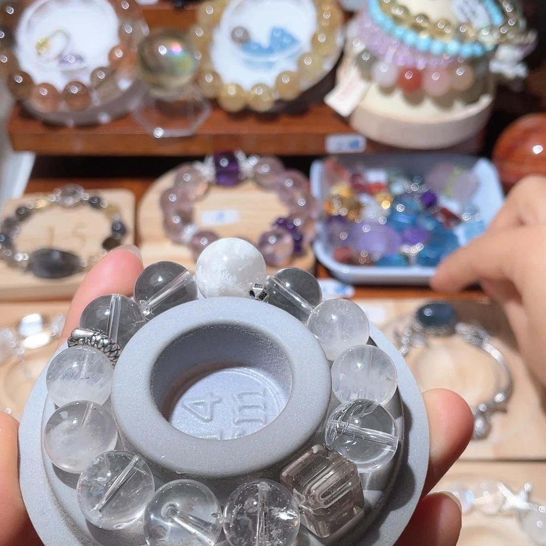 水晶手链未镶嵌然**然白雪花白水14