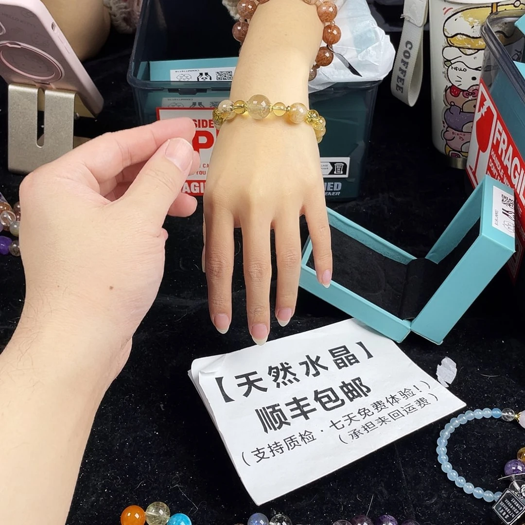 水晶银S925镀金镶嵌手串
