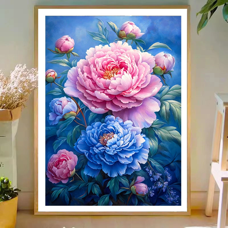 牡丹贵妃醉十字绣2025新款客厅高级感小件玄关卧室年轻人手工刺绣