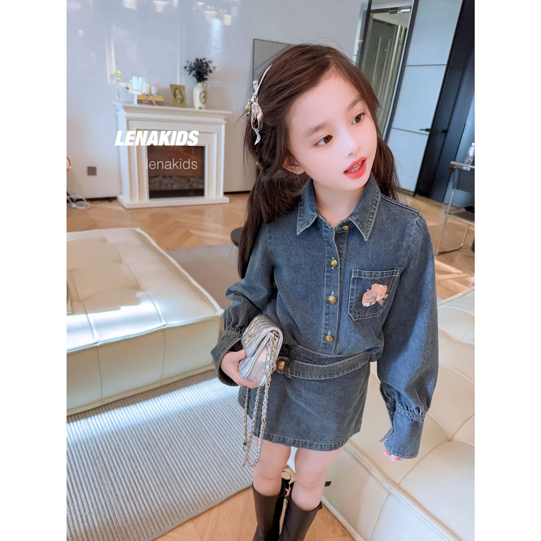 【现货】lenakids 时髦洋气牛仔外套高定气质裙裤女宝套装24081903