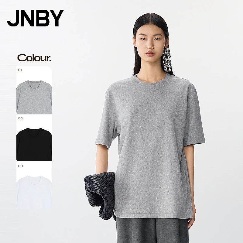 【商场同款】JNBY/江南布衣25夏新品T恤直筒圆领短袖5P4110120