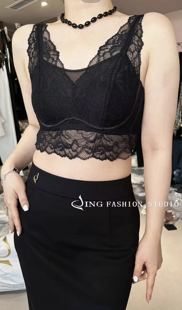 《自信放光芒》JING时尚250015美背拼蕾丝吊带肤感连体三角杯美背