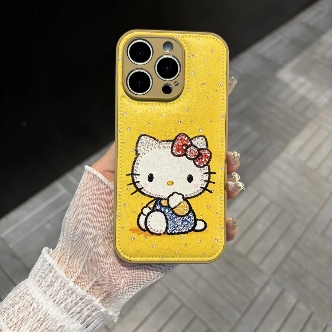 苹果/华为/oppo/vivo/小米 卡通凯蒂适用iPhone17/16皮纹手机壳