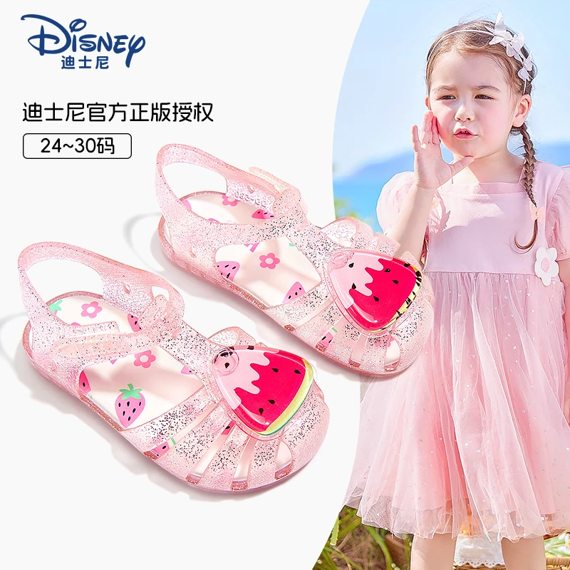迪士尼女童鞋夏季新款果冻涉水鞋女孩沙滩公主鞋软底鞋子