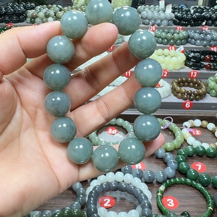 未镶嵌手链和田玉新疆且末蓝青花卡16
