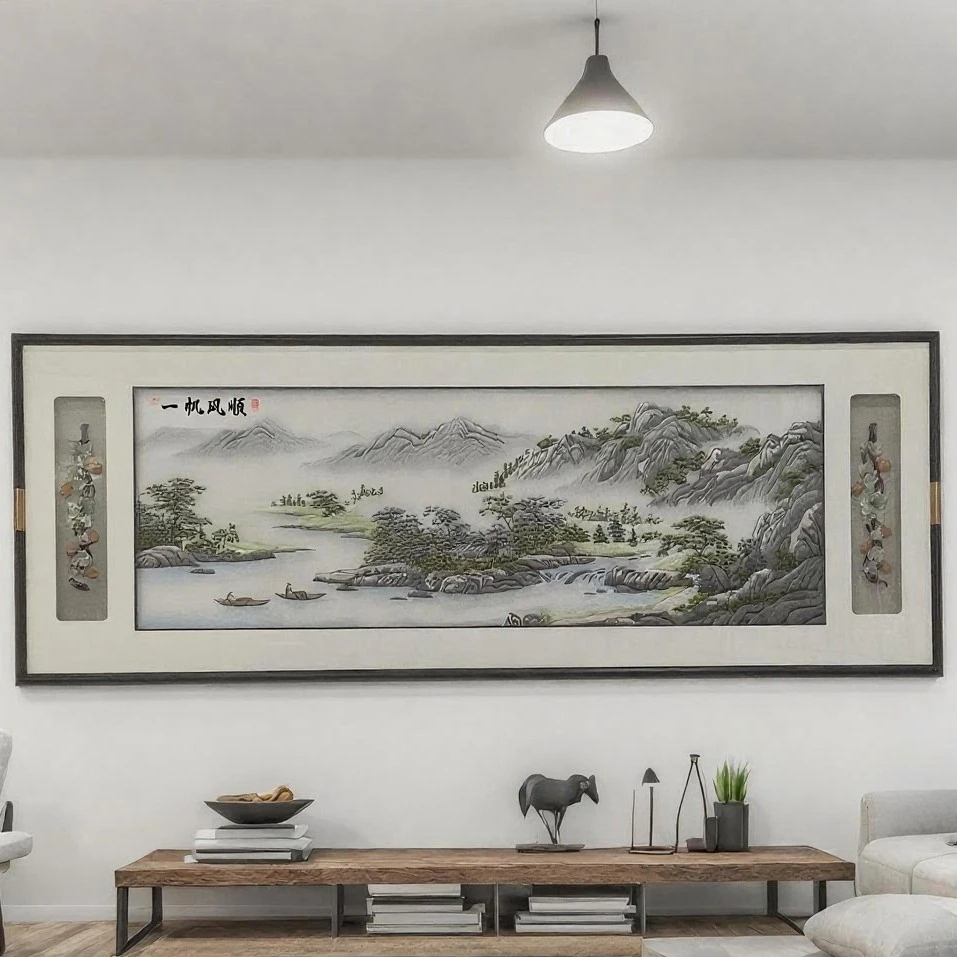 客厅玄关高端传统文化挂画清明山水