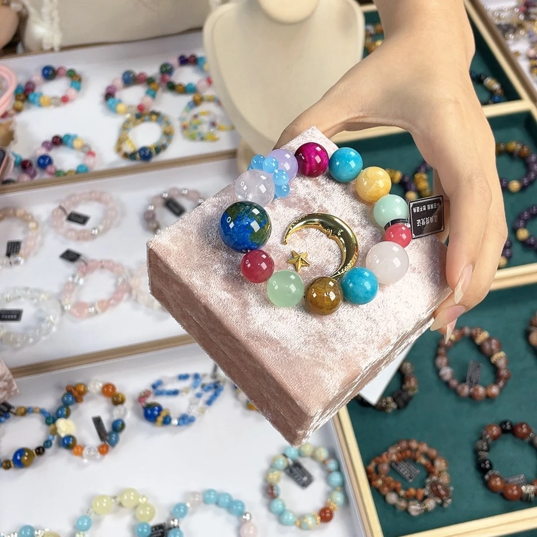 水晶手链银S925镀金镶嵌