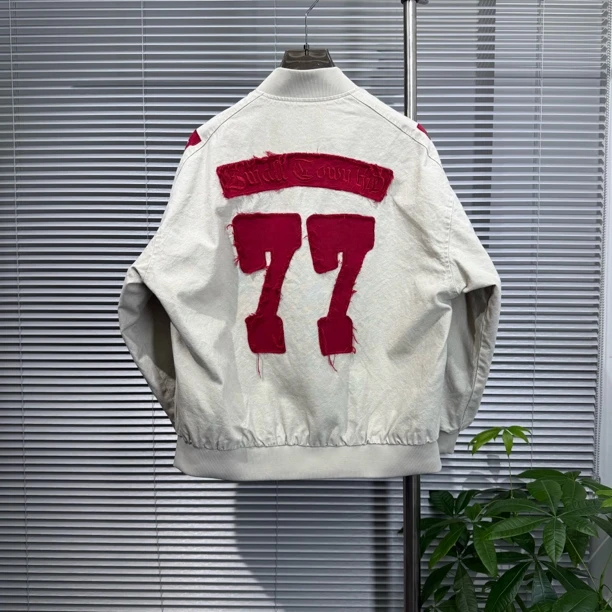 12-1秋冬美式复古潮牌水洗贴布棉服外套男女宽松简约时尚学院风