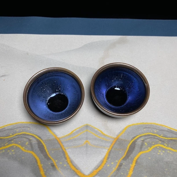 建盏陶瓷主人杯对杯蓝油滴茶具天目茶杯家用多功能茶盏