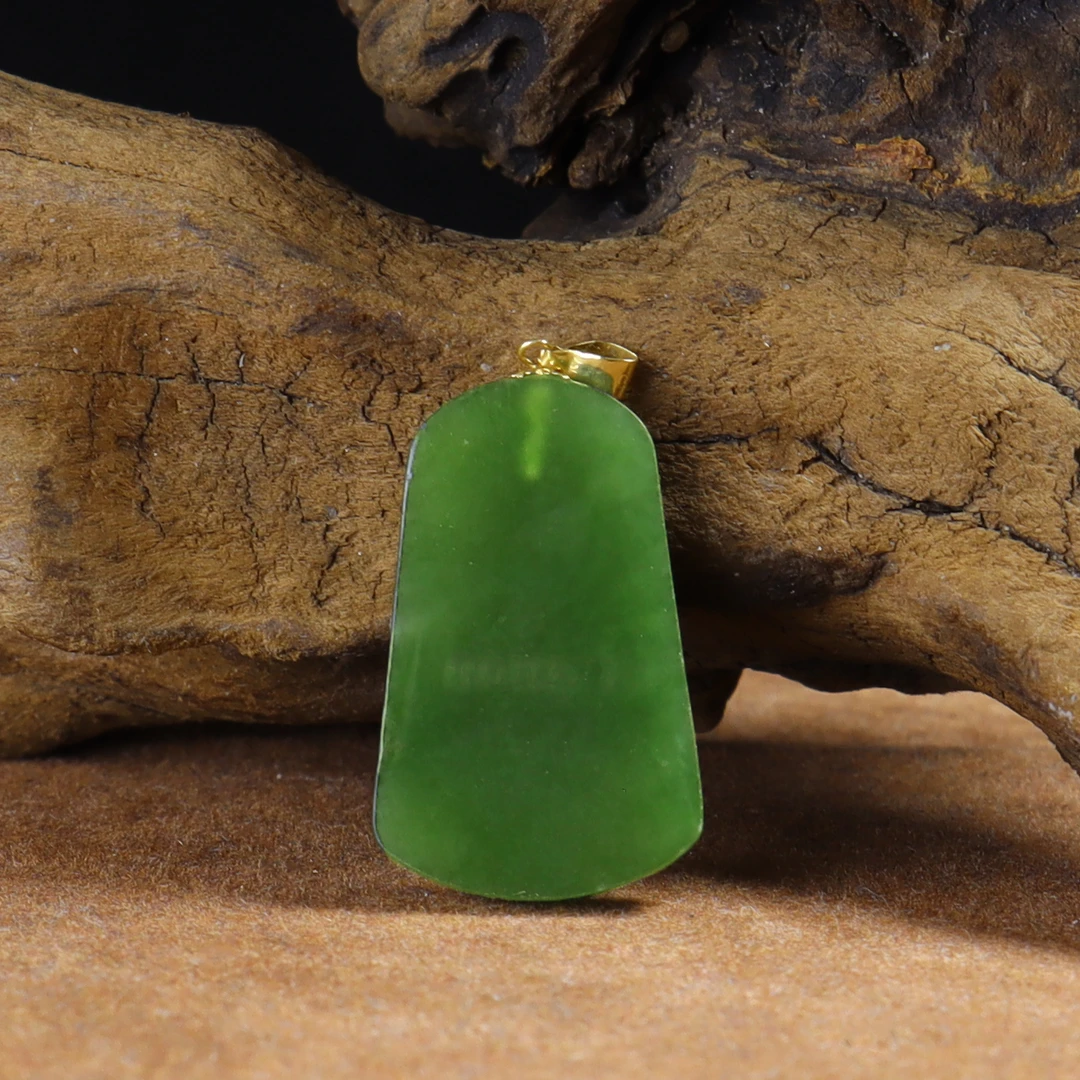 【双十一大促】18K金和田玉碧玉无事牌吊坠丨天然玉石丨多样性发一