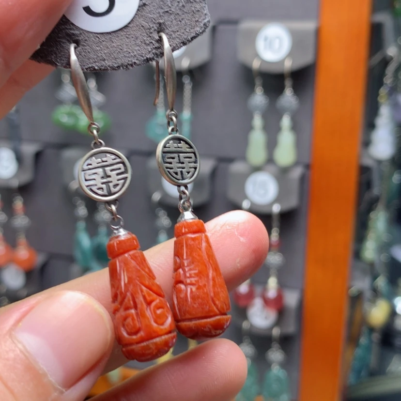 【闪购商品】翡翠银S925镶嵌耳饰满意