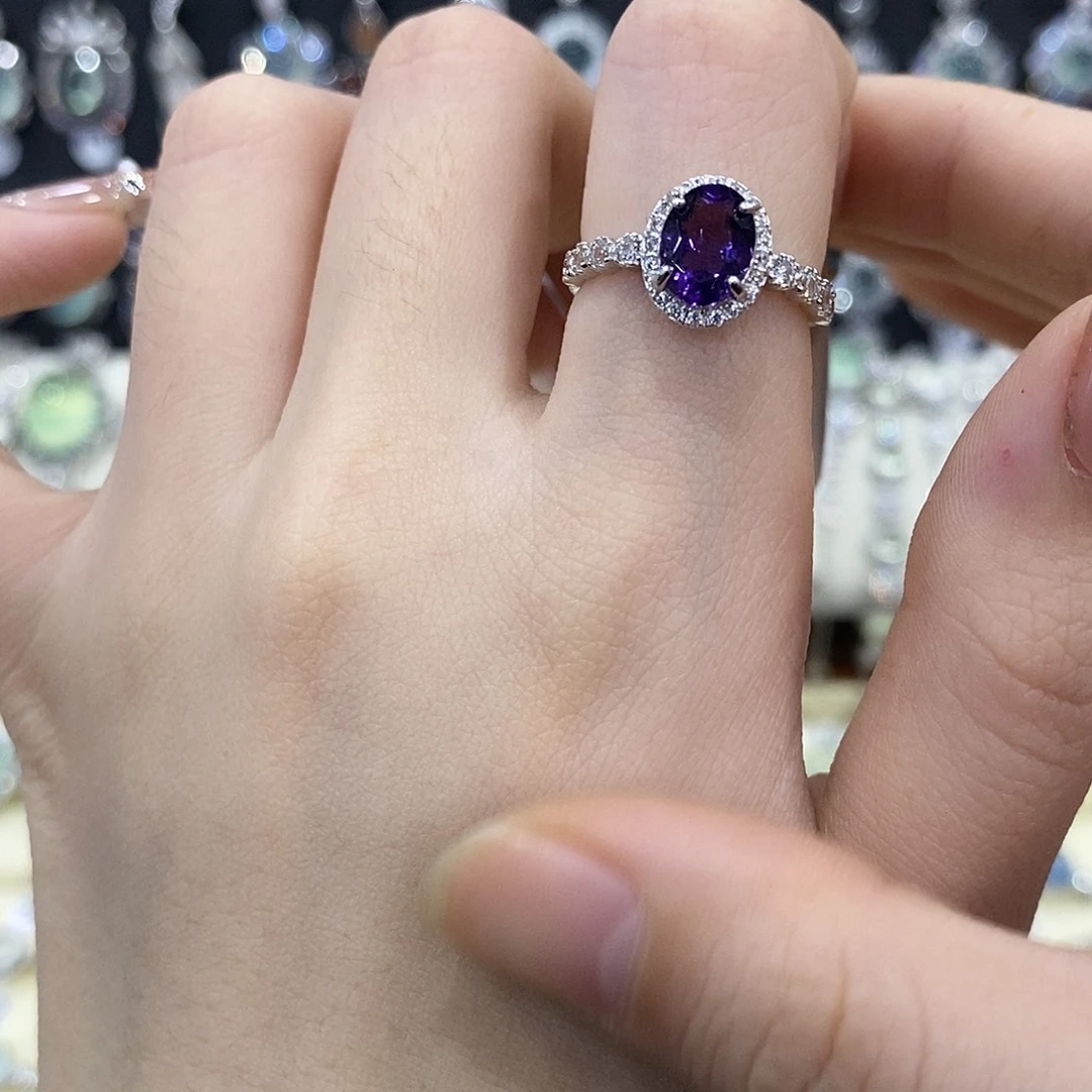 紫晶银S925镶嵌戒指