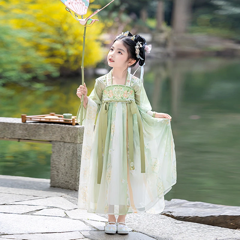 女童汉服2025春秋新款连衣裙儿童古装中国风唐装小女孩演出服超仙