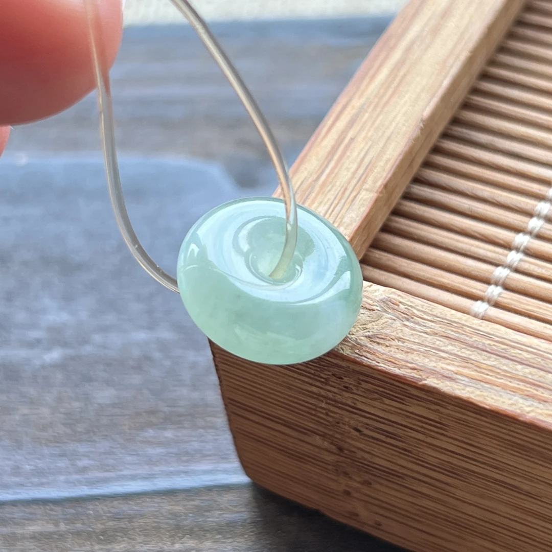 冰晴水小平安扣天然缅甸a货翡翠面包扣吊坠冰透精美小肉扣diy手绳