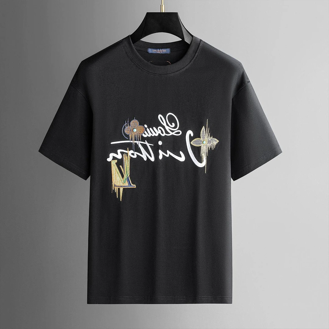 高级感美式高街设计感烫钻刺绣T恤2025夏季圆领宽松时尚百搭短袖