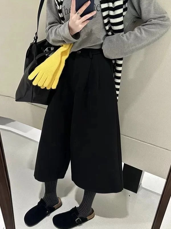 【苏苏精选】953宽松显瘦糯米时尚高腰百搭休闲裤八分阔腿裤
