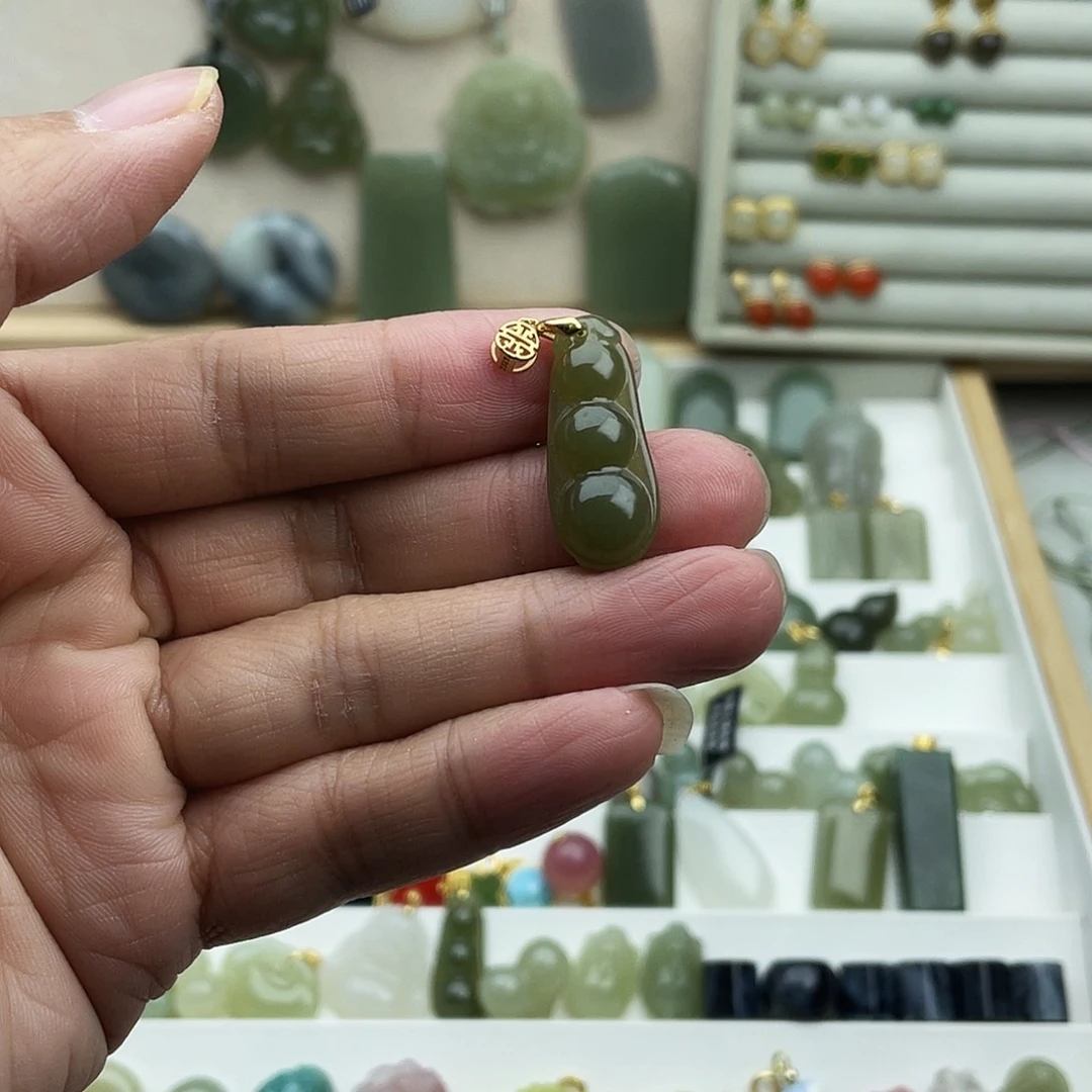 和田玉银S925镶嵌吊坠(不含链)