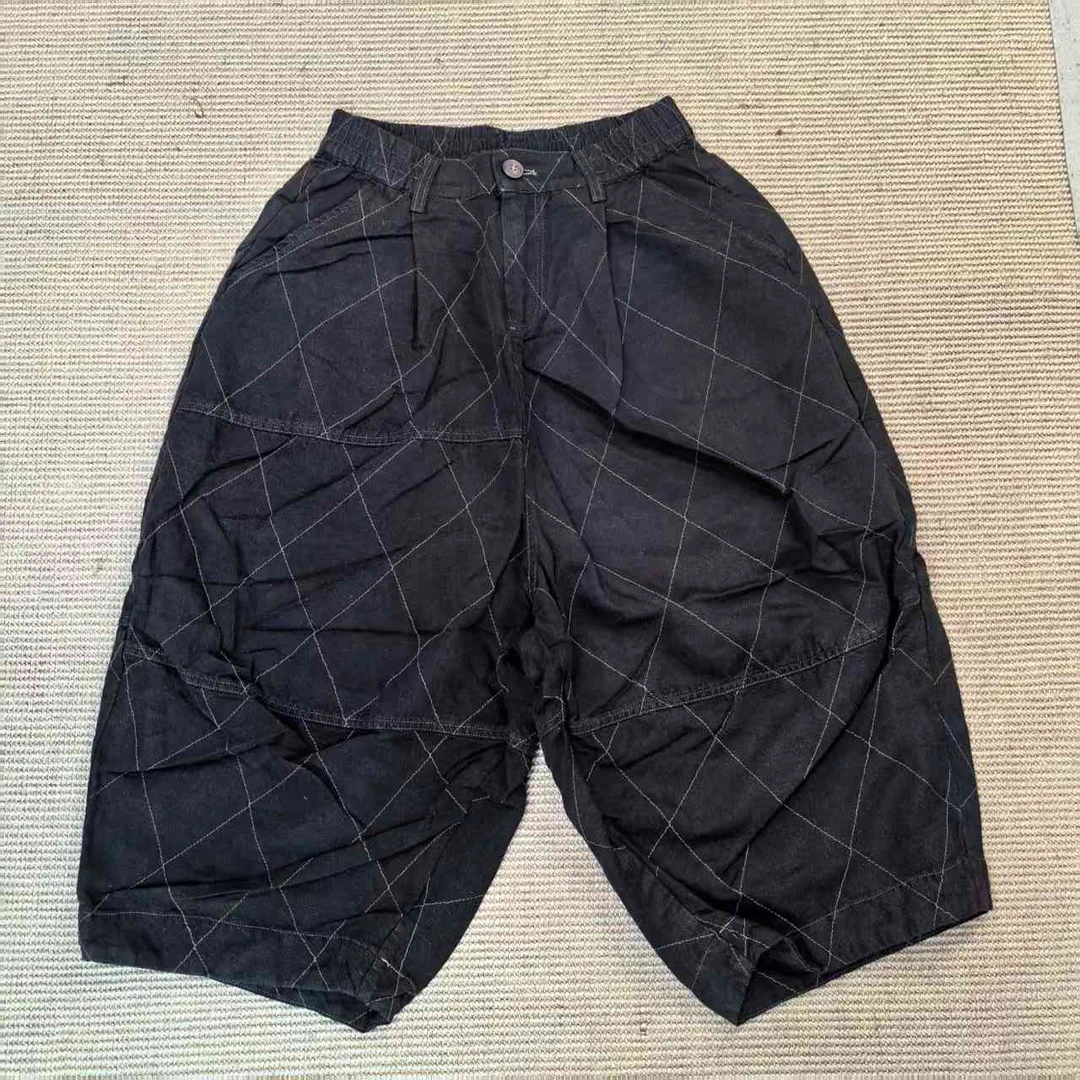 23918-2混纺色织麻菱形格休闲裤