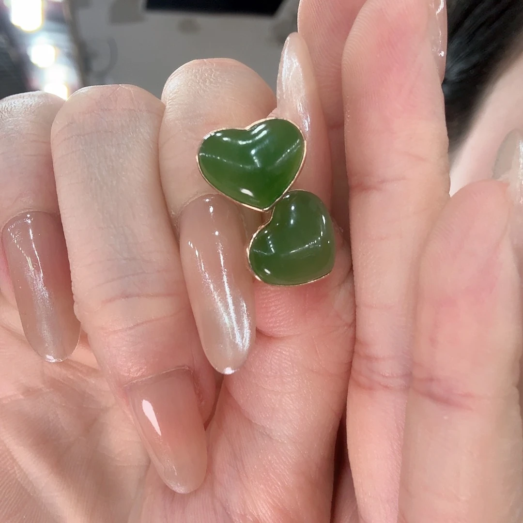 和田玉耳饰18K金镶嵌